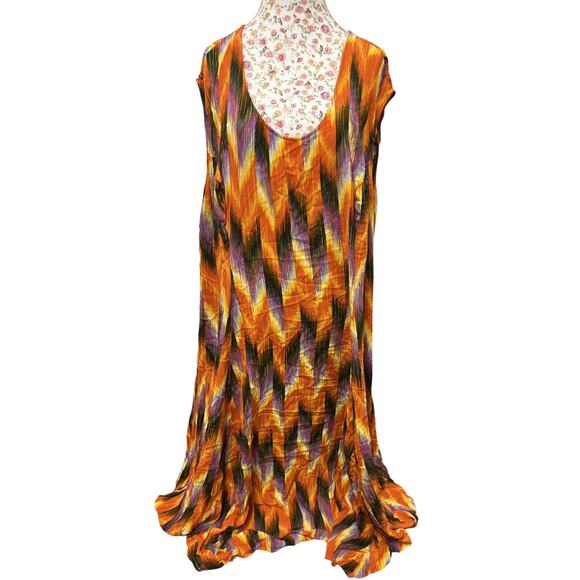 Roaman's Dresses & Skirts - 🧡 Roaman’s 3X Orange Abstract Maxi Dress Y2K Boho Rayon Flowy Sleeveless
